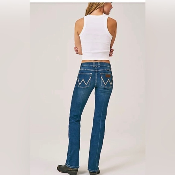 Wrangler mae‎ mid-rise Vivianna retro boot cut jeans size 3/4x36 new - Picture 2 of 11
